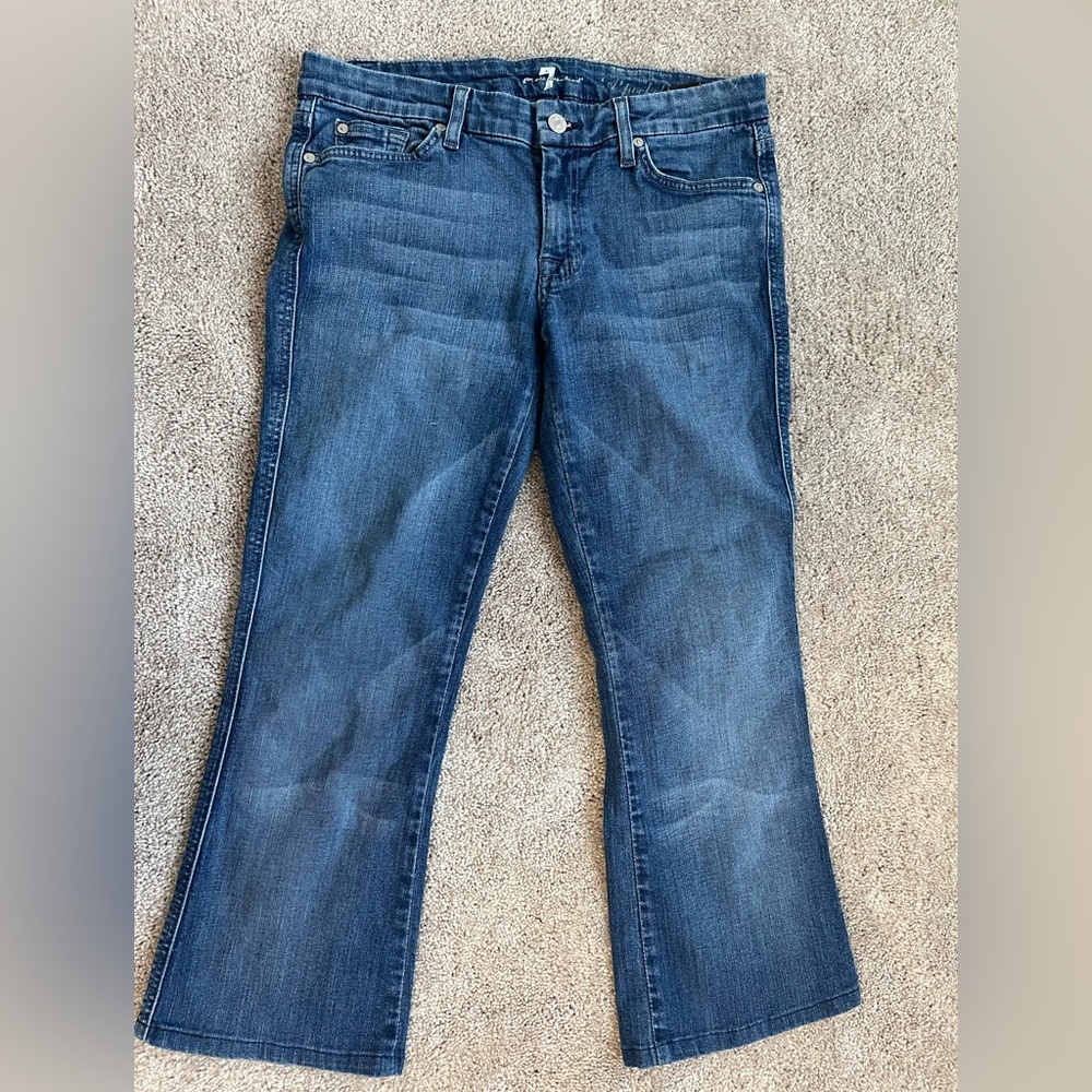 Vintage 7 For All Mankind Blue Flare Wide Leg Jeans